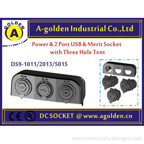ac power socket AC socket DC socket with illuminated rocker switch with fuse